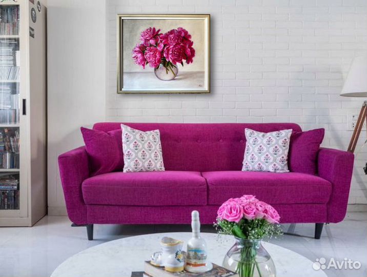 Картина маслом на холсте пионы