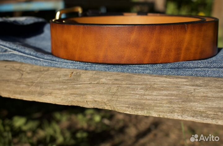 Кожаный ремень джинсовый