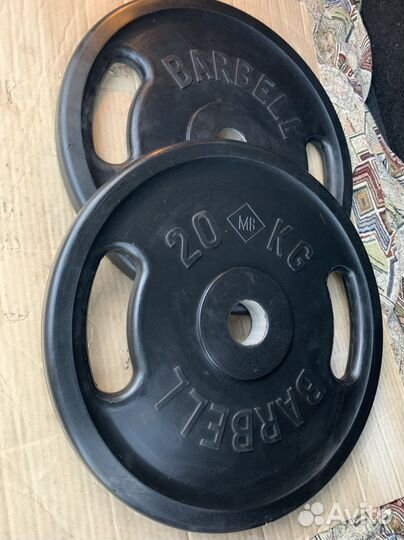 Диски для штанги 20 кг с ручками евро-классик