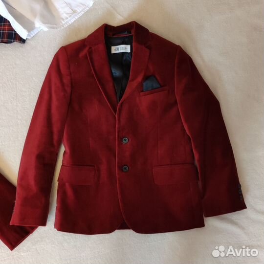 Пиджак бордовый велюровый hm 128 и 134