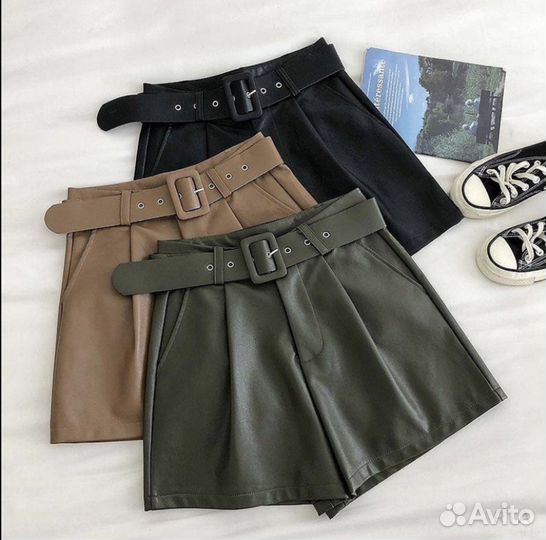 Шорты под кожу / кожаные эко кожа женские