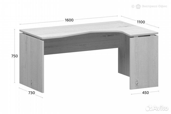 Стол письменный эргономичный правый Аргентум нт-060 прав