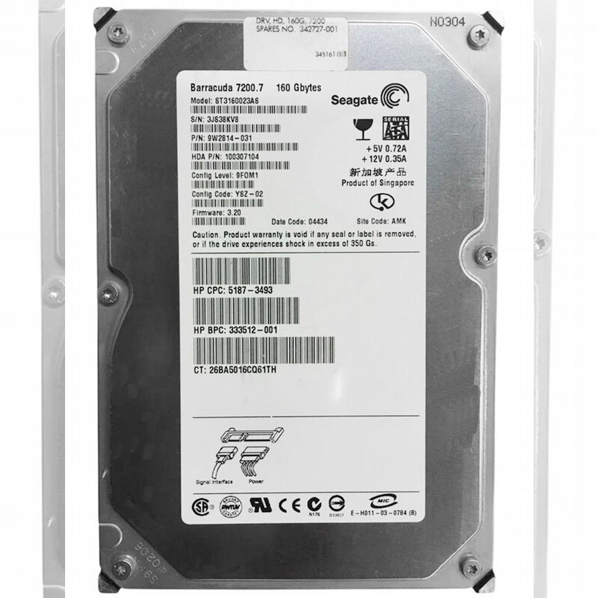 [453139-001] Жесткий Диск Hp 160gb Sata2 3,5" Hdd 453139-001