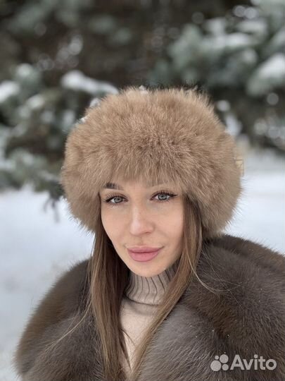 Повязка на голову из натурального меха под Соболь