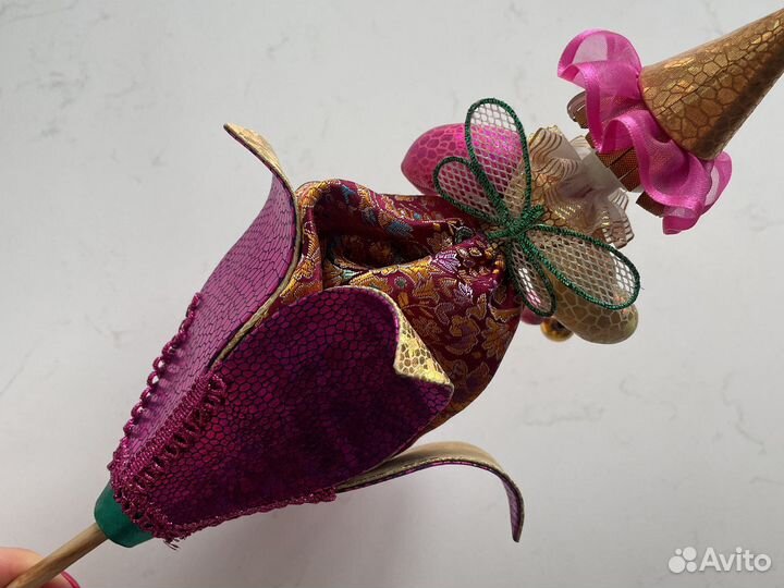 Кукла Коломбина на палке ручная работа новая