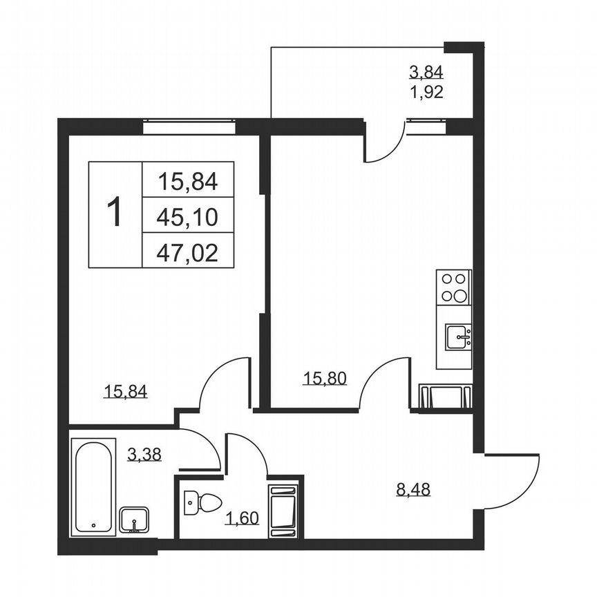 1-к. квартира, 47 м², 13/19 эт.