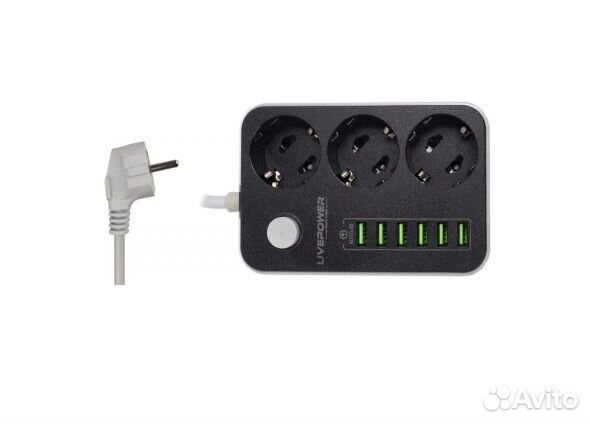 Сетевой фильтр LP3631 3 розетки 6 USB 2.0 m