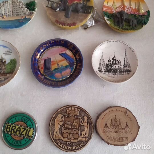 Магниты географические, круглые, тарелочки