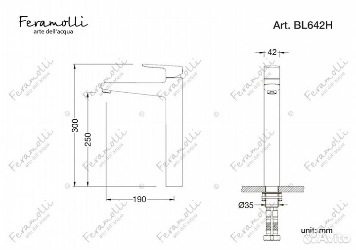 Смеситель для раковины Feramolli Pura BL642H