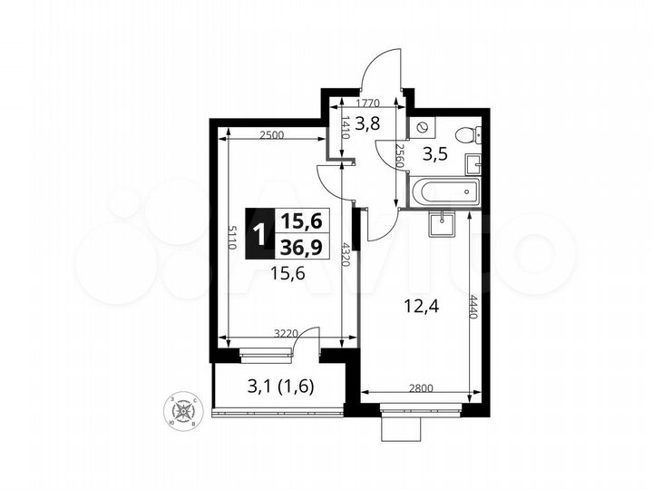 1-к. квартира, 36,9 м², 11/24 эт.