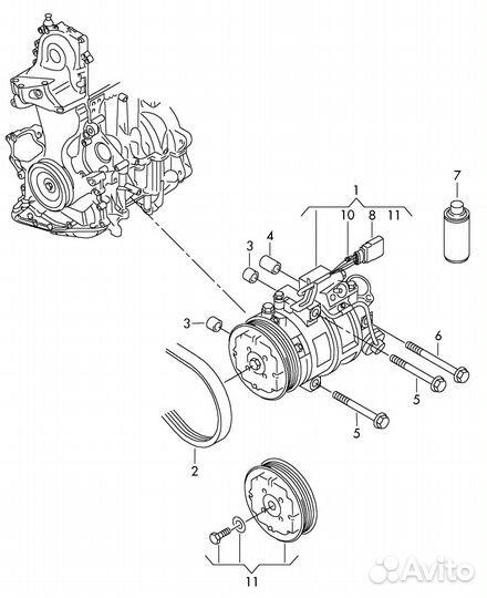 Компрессор кондиционера Skoda Fabia 1.2 BZG 2008