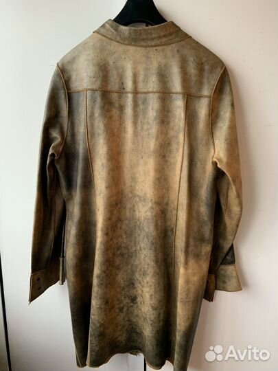 Кожаная рубашка, куртка р 48 коричневая