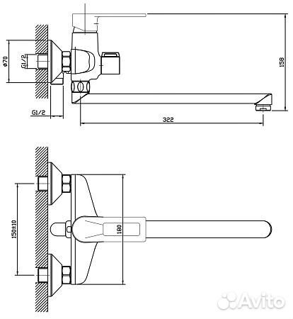 Смеситель Belgrade д/ванны 300мм акс. BD 31
