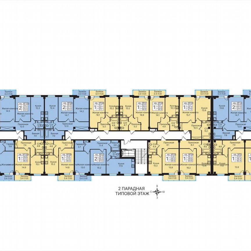 1-к. квартира, 46 м², 6/10 эт.