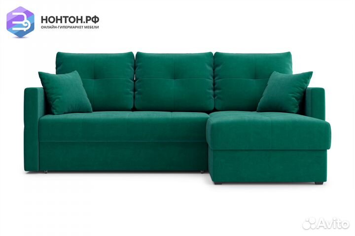 Диван угловой дельфин Вита изумрудный