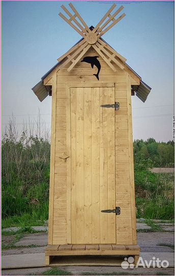 Дачный туалет деревянный прямоугольник KIH