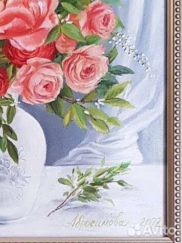 Букет. Цветы в вазе. Картина маслом на холсте