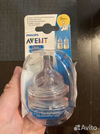 Силиконовая пустышка Avent Anti-Colic, 0+, 2 шт