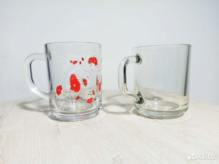Кружки стеклянные 250мл прозрачные цена за обе