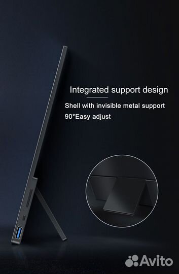 Устойчивый сенсорный портативный монитор 15.6