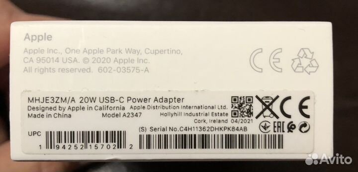 Зарядное устройство для Apple 20w /оригинал/ новое