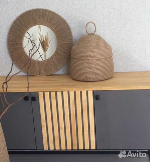 Корзина сшитая с крышкой из джута