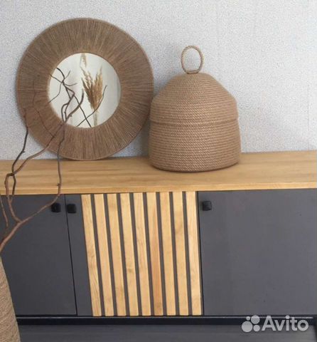 Корзина сшитая с крышкой из джута