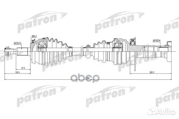 Полуось правая PDS0306 patron