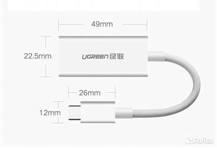 Адаптер переходник USB Type-C - DisplayPort белый