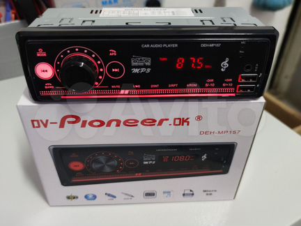 Магнитола 1DIN, Pioneer.ok MP157,USB/FM/Bluetooth
