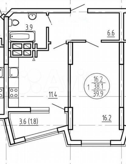 1-к. квартира, 42,2 м², 19/23 эт.