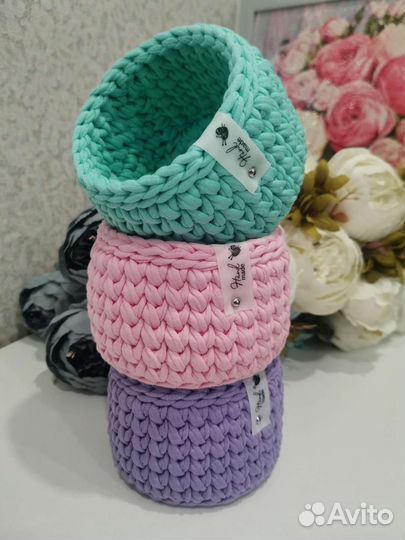 Вязанные корзинки ручная работа
