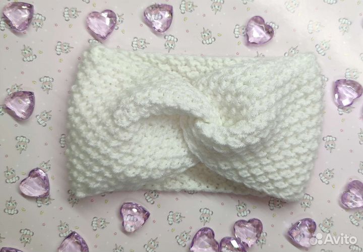 Повязка на голову вязаная демисезонная