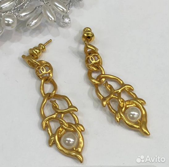 Серьги chanel матовые