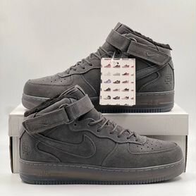 Кроссовки зимние серые Nike Air Force 1 High мех