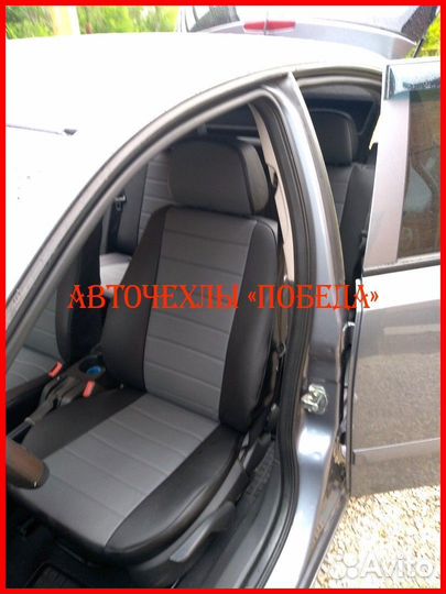 Чехлы Opel Astra H из экокожи чёрно-серые Классика