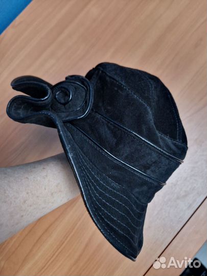 Панама шляпа кожаная замша женская