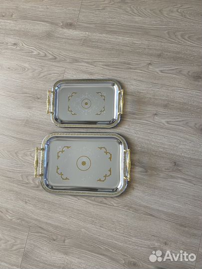 Набор из 2 х хромированных подносов