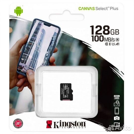 Карта памяти microsdxc 128GB kingston Canvas 100mb
