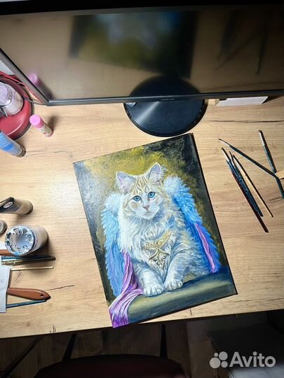 Картина акрилом на холсте Царский кот