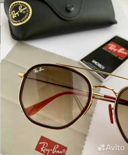 Очки ray ban hexagonal ferrari коричневые