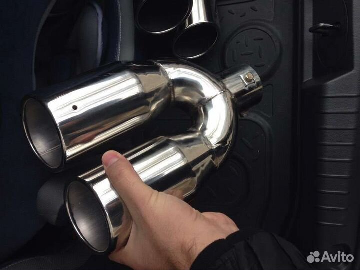 Двойная насадка на глушитель из нержавеющей стали