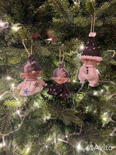 Текстильные елочные игрушки ручной работы