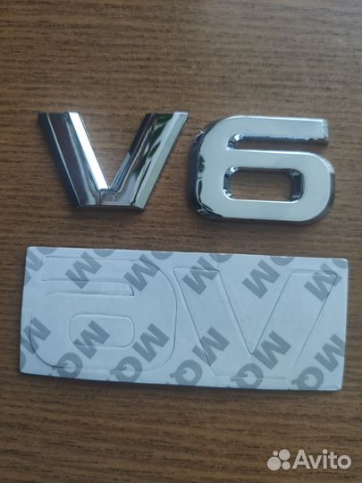 Эмблема V6 хром