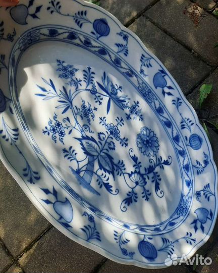 Блюдо Луковый Узор meissen, молочник сахарница лфз