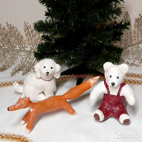 Ватные елочные игрушки СССР
