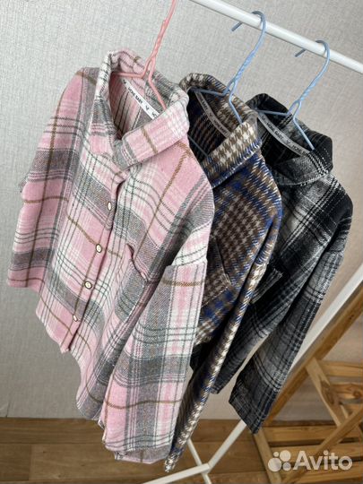 Рубашка теплая для девочки розовая