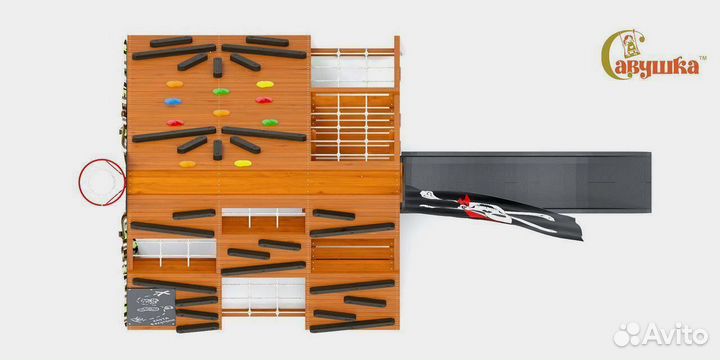 Детский спортивный комплекс с крышей для дачи