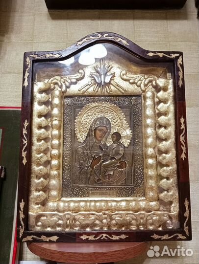 Старинный киот, икона 18х22 см 19 век