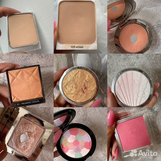Пудры, румяна, хайлайтер Dior, Clarins, Guerlain